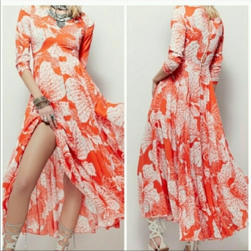 Free people first kiss dress in tangerine cream